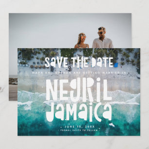 Faire-part Negril Jamaica Beach Wedding Photo Sauvez la date