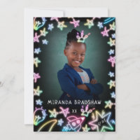 Neon Pastel Stars Galaxy Kids Graduation Photo