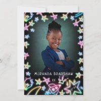 Neon Pastel Stars Galaxy Kids Graduation Photo