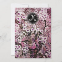 NID D'OISEAU, ARBRE FLEURS BLANCHES ET ROSES AU PR