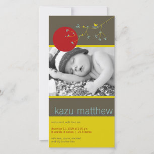 Faire-part Nidification simple Bird & Family Baby Boy Photo B