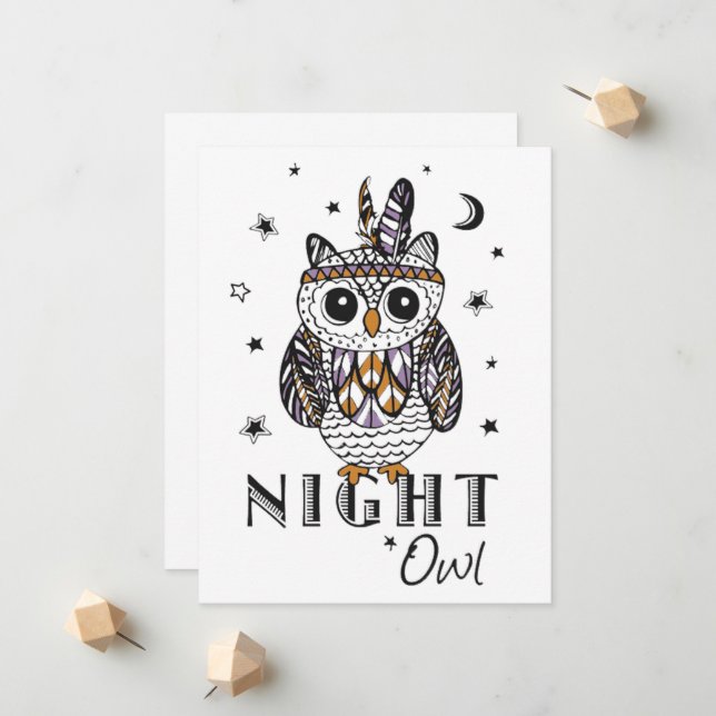 Faire-part Night Owl (Devant/Arrière en situation)