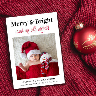 Faire-part Noël Joyeux Bright 4 Photo Fête Naissance
