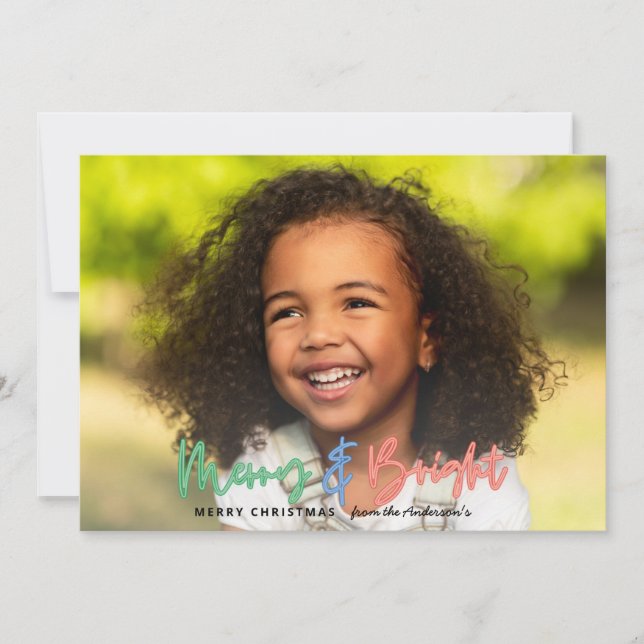 Faire-part Noël multi photo brillant moderne coloré néon (Devant)