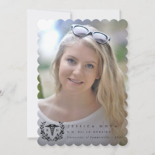 Faire-part Noir Caduceus RN Infirmière inscrite Diplôme d'Inf