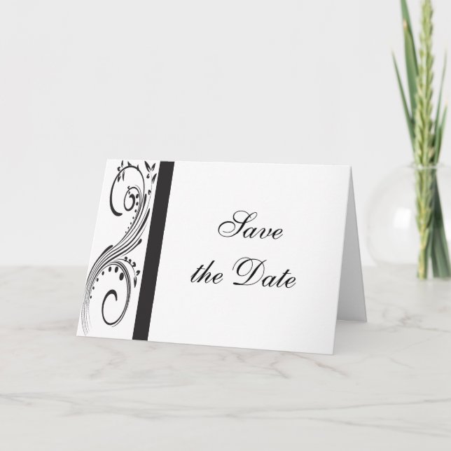 Faire-part Noir et blanc Fils de mariage Enregistrer la date (Devant)