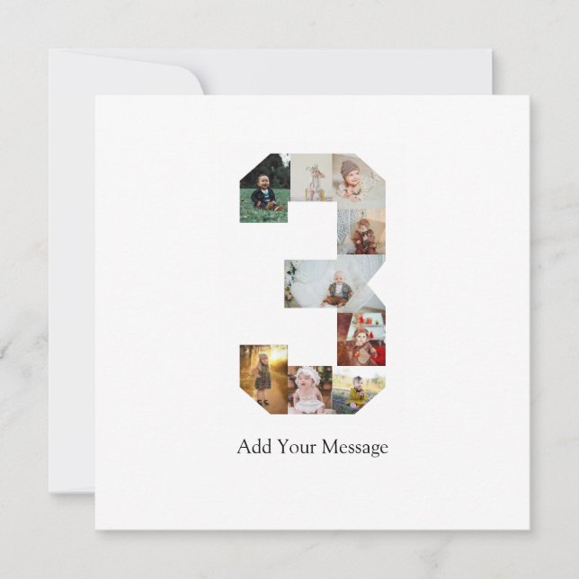 Faire-part Noir et blanc Numéro 3 Collage photo (Devant)