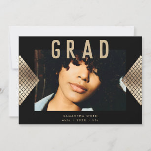 Faire-part Noir et Jaune Moderne Géométrique Huile Announ