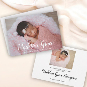 Faire-part Nom du bébé photo de script manuscrite photo de na