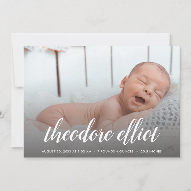 Faire-part Nom du script Photo Overlay Birth (Devant)