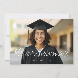 Faire-part Nom fantaisie Élégant Diplômé Deux photos