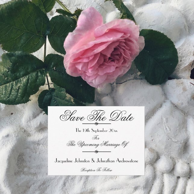 Faire-part Noms De Script Classique Moderne Blanc Enregistrer (Simple elegant white wedding save the date cards.)