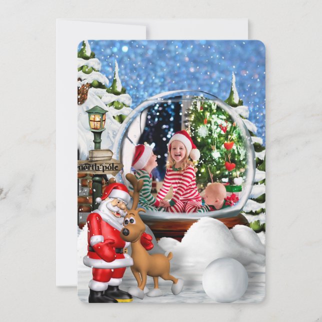 Faire-part North Pôle Globe des neiges Salutations (Devant)