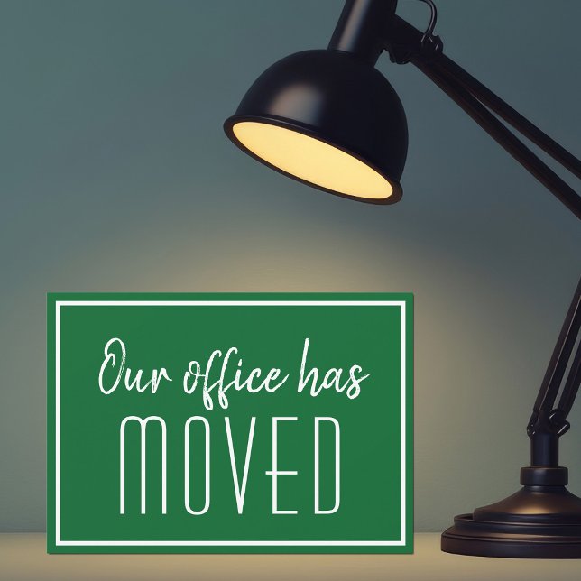 Faire-part Notre Bureau A Déplacé Green White Business Moving (Créateur téléchargé)