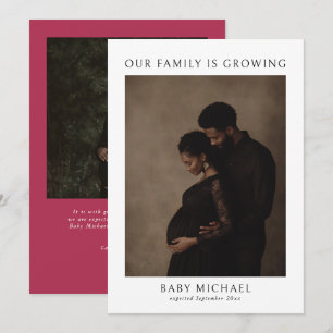 Faire-part Notre Famille Grandit Moderne 2 Photo Grossesse