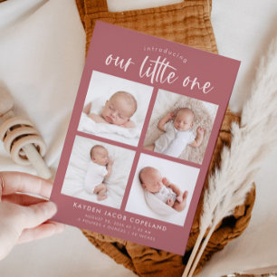 Faire-part Notre naissance à une petite photo rose