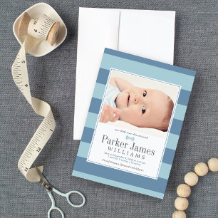 Faire-part Notre petit homme bleu aqua beau bébé garçon naiss