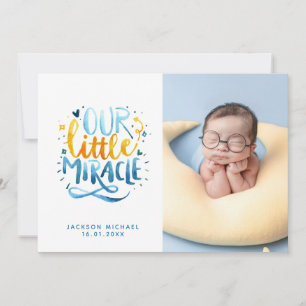 Faire-part Notre Petit Miracle Photo de naissance avec lettra