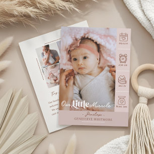 Faire-part Notre petit miracle Statistiques de naissance Phot