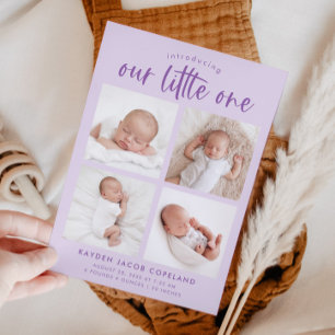 Faire-part Notre petite Lilac naissance multi photo