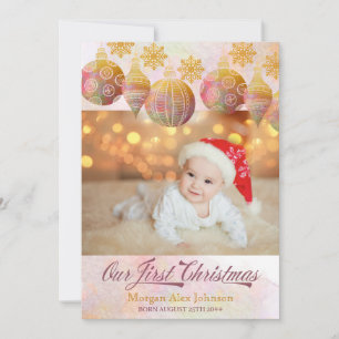 Faire-part Notre premier Noël 3 Photo Jour férié Naissance