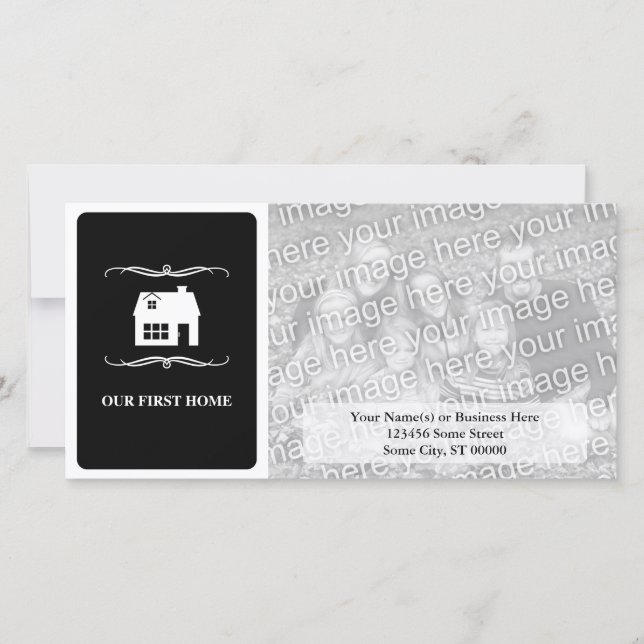 Faire-part notre première maison (mod noir et blanc) (Devant)
