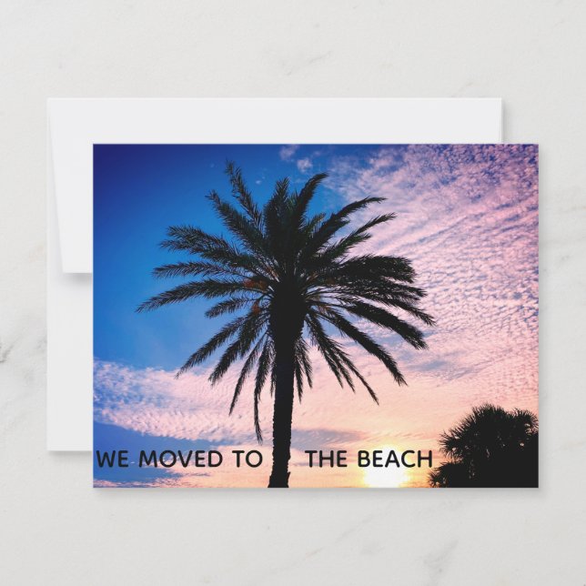 Faire-part Nous Avons Déménagé À La Plage Palm Tree Photo Hom (Devant)