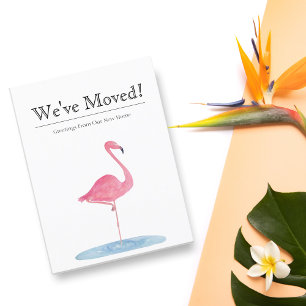 Faire-part Nous avons déménagé Carte postale flamant rose aqu