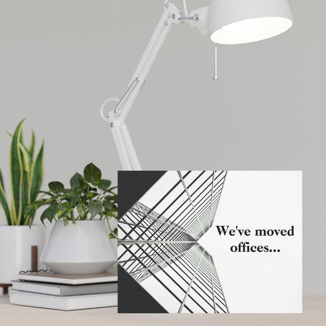 Faire-part Nous avons déménagé des bureaux Business Black Whi (Créateur téléchargé)