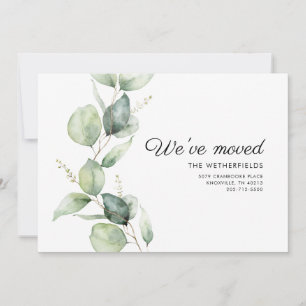 Faire-part Nous avons déménagé Eucalyptus verdure en mouvemen