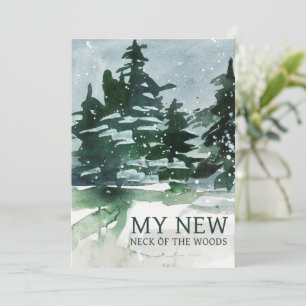 Faire-part Nous avons déménagé Forêt de pins Aquarelle