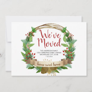 Faire-part Nous avons déménagé la couronne de Noël de Noël en