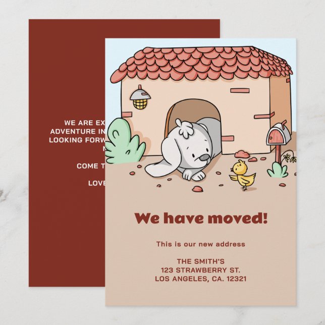 Faire-part Nous Avons Déménagé La Maison Du Chien En Mouvemen (Devant / Derrière)