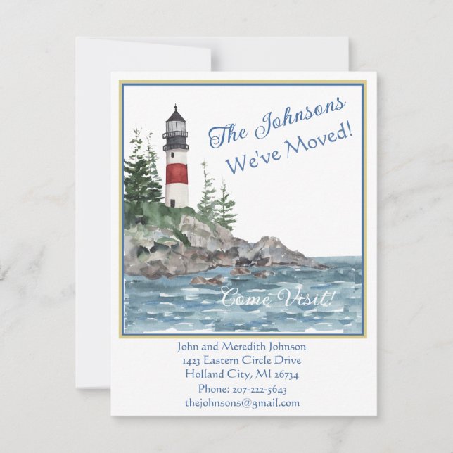 Faire-part Nous avons déménagé le budget de l'eau du phare (Devant)