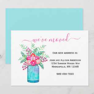 Faire-part Nous avons déménagé   Mason Jar Floral Moving