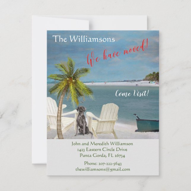 Faire-part Nous avons déplacé Chien Ocean Beach Budget Bouger (Devant)