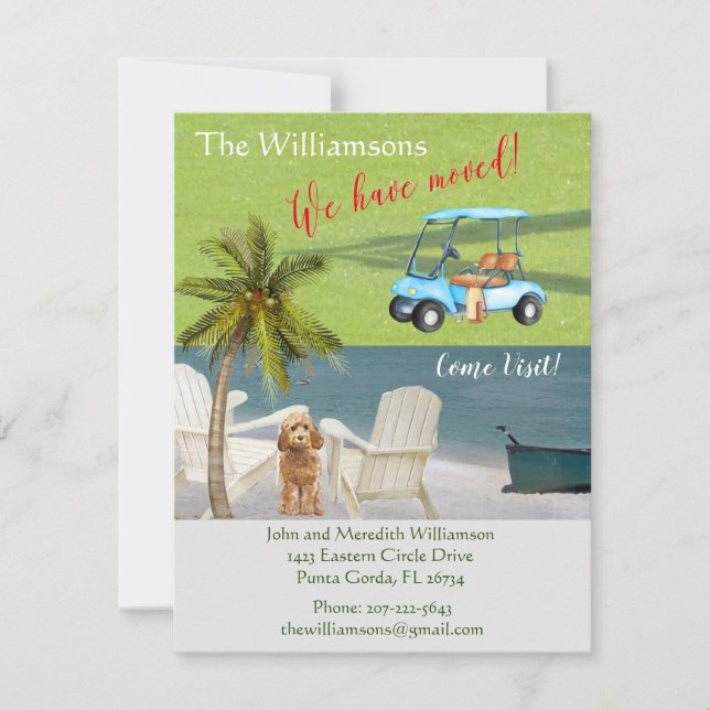 Faire-part Nous avons déplacé Chien Ocean Beach Budget Bouger (Devant)