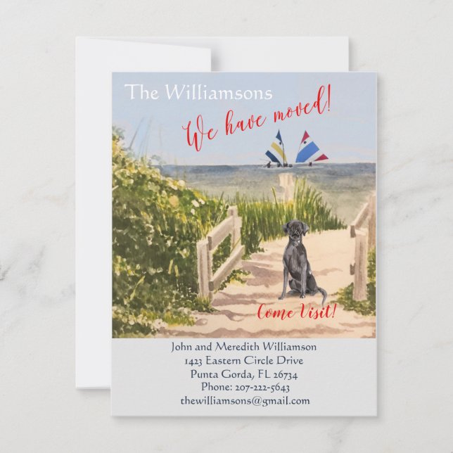 Faire-part Nous avons déplacé Chien Ocean Beach Move (Devant)