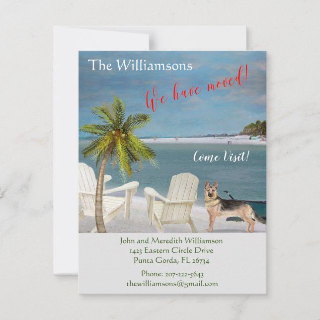 Faire-part Nous avons déplacé Chien Ocean Beach Move (Devant)