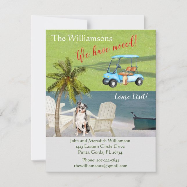 Faire-part Nous avons déplacé Chien Ocean Beach Move (Devant)