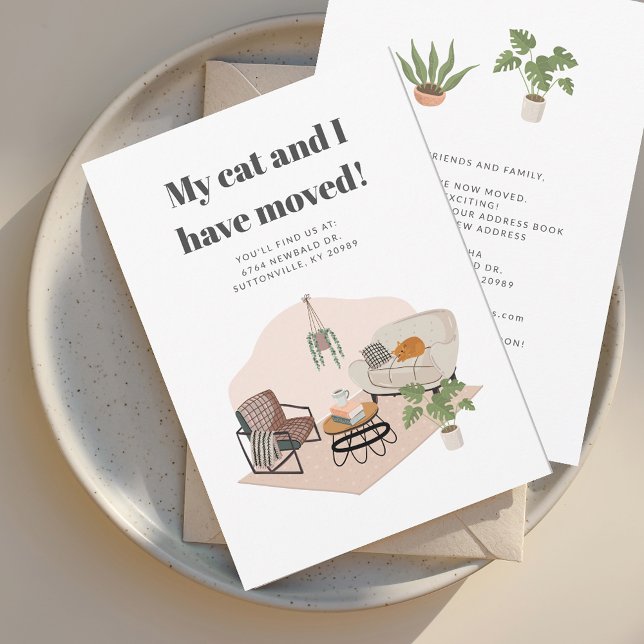 Faire-part Nous avons déplacé l'adresse Chic Moving (We Have Moved with Cat Moving Announcement Return Address Label)
