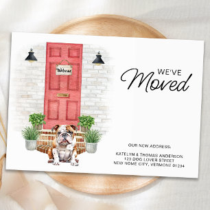 Faire-part Nous avons déplacé l'anglais Bulldog Red Door Dog 