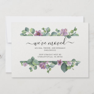 Faire-part Nous avons déplacé l'aquarelle Eucalyptus se dépla