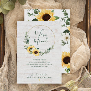 Faire-part Nous avons déplacé l'aquarelle Sunflower Wreath Wh