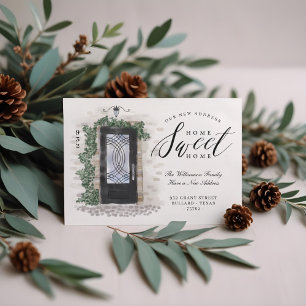 Faire-part Nous avons déplacé Porte élégante en fer noir aqua