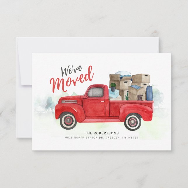 Faire-part Nous avons déplacé Red Truck Moving Address Premiu (Devant)