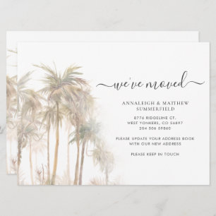 Faire-part Nous avons déplacé Script Palm Trees Aquarelle Mov