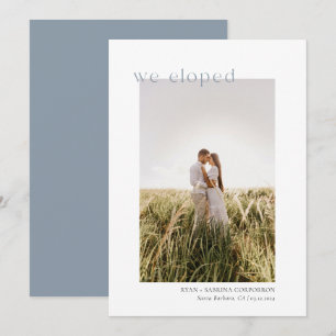 Faire-part Nous Avons Elopé Moderne Minimaliste Dusty Blue