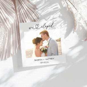Faire-part Nous avons Elopé Photo Calligraphy Script Mariage