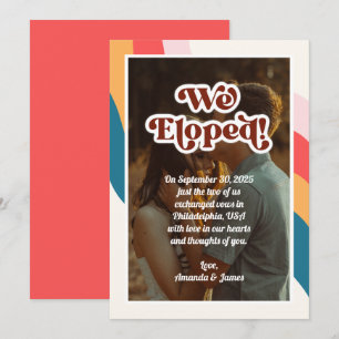 Faire-part Nous avons Elopé Photo moderne Super Retro les ann